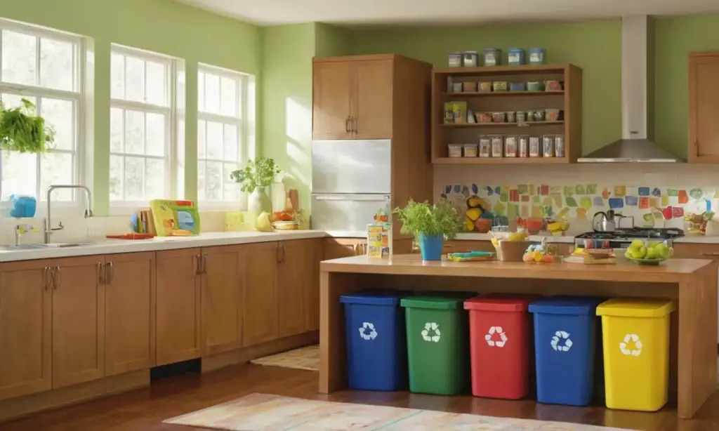 Cocina luminosa y organizada con reciclaje divertido