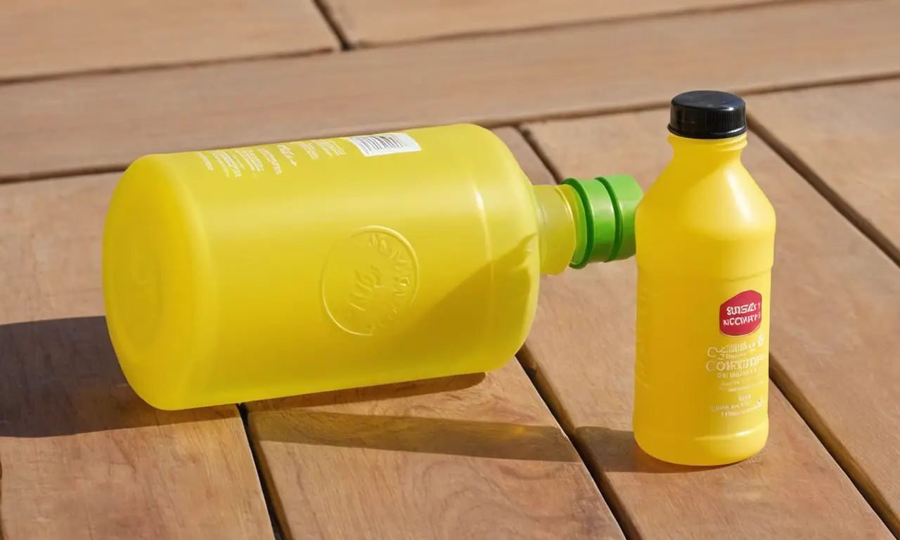Contenedor amarillo brillante con juguetes y reciclaje