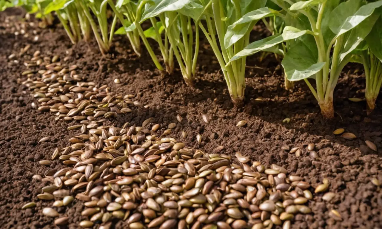 Plantación cuidadosa de semillas en tierra fértil
