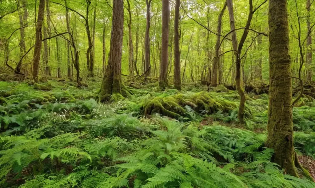 Bosque verde y sereno lleno de vida