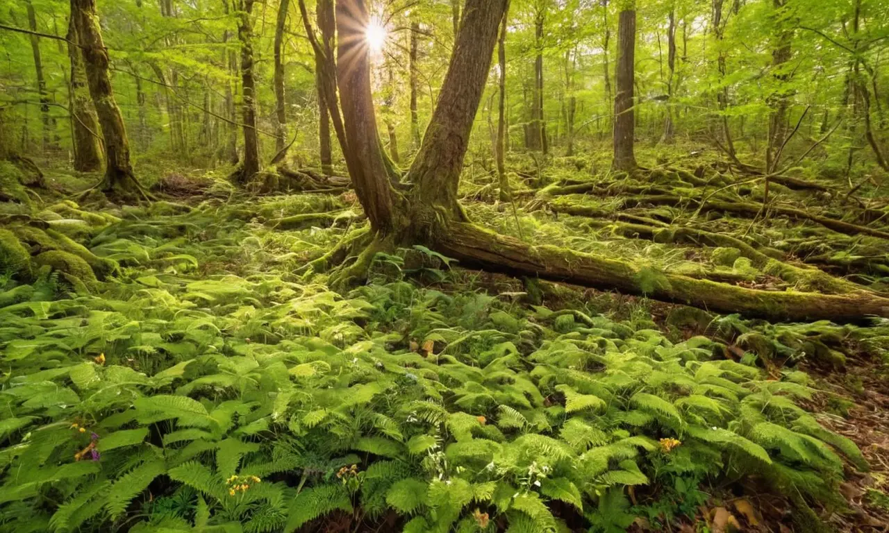 Bosque vibrante lleno de vida y colores