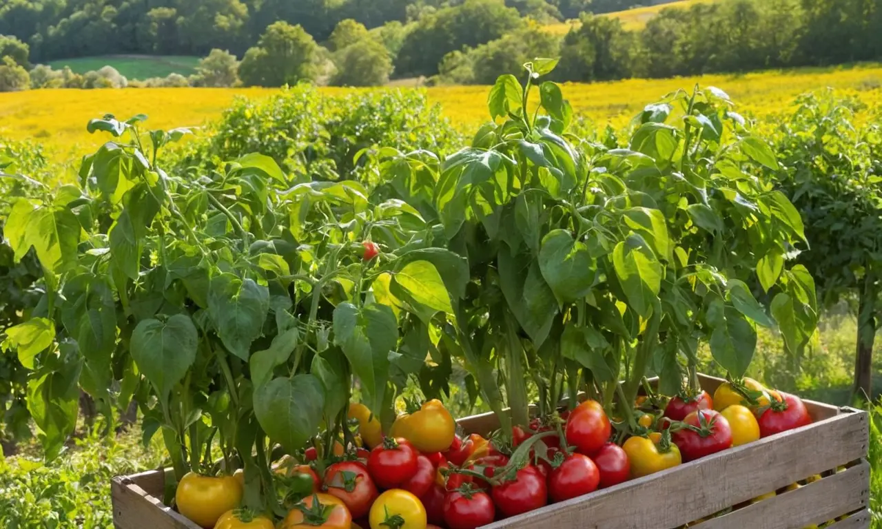 Escena agrícola vibrante y detallada en armonía