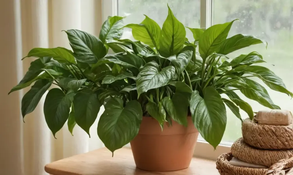Planta Spathiphyllum vibrante en ambiente acogedor