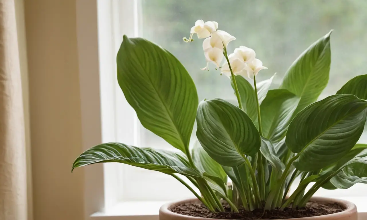 Planta Spathiphyllum resplandece en tranquilidad