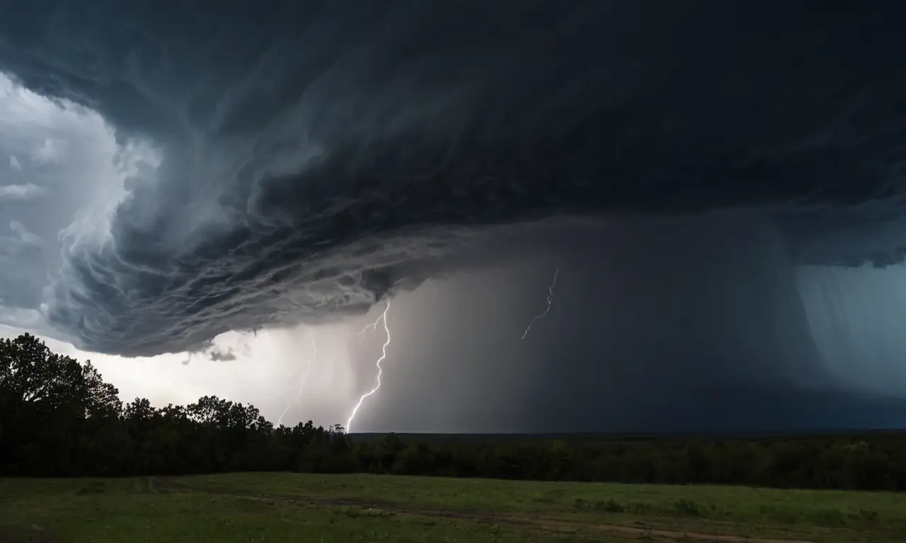 Fuerte tormenta oscura con vientos intensos