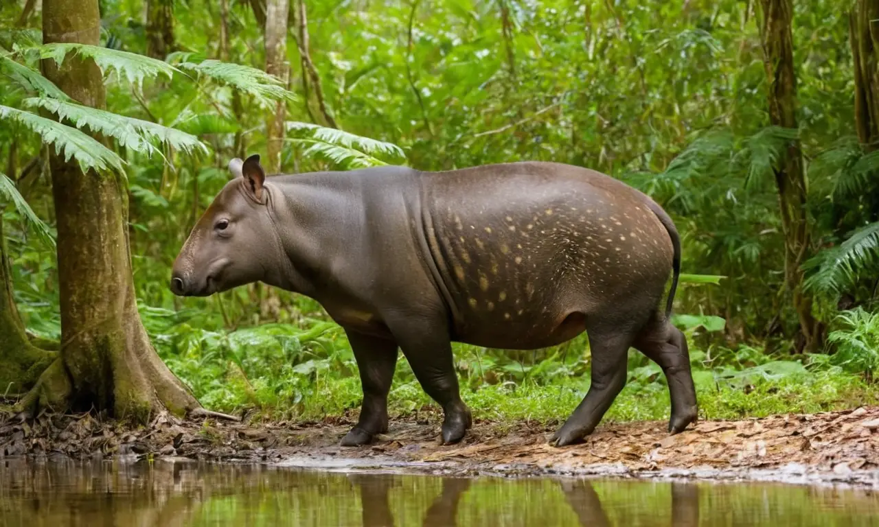 Selva exuberante con tapir y conservación