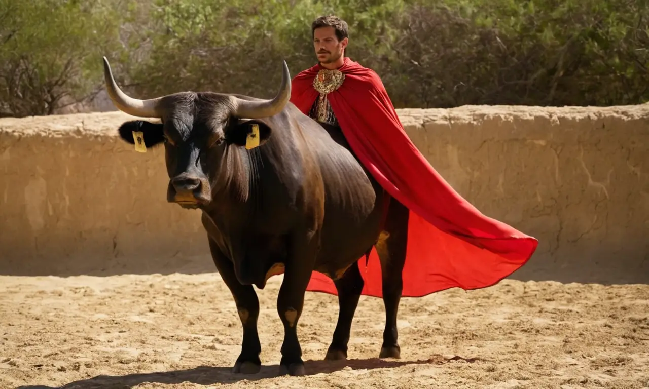 Bullfight en arena con tensión y expectación