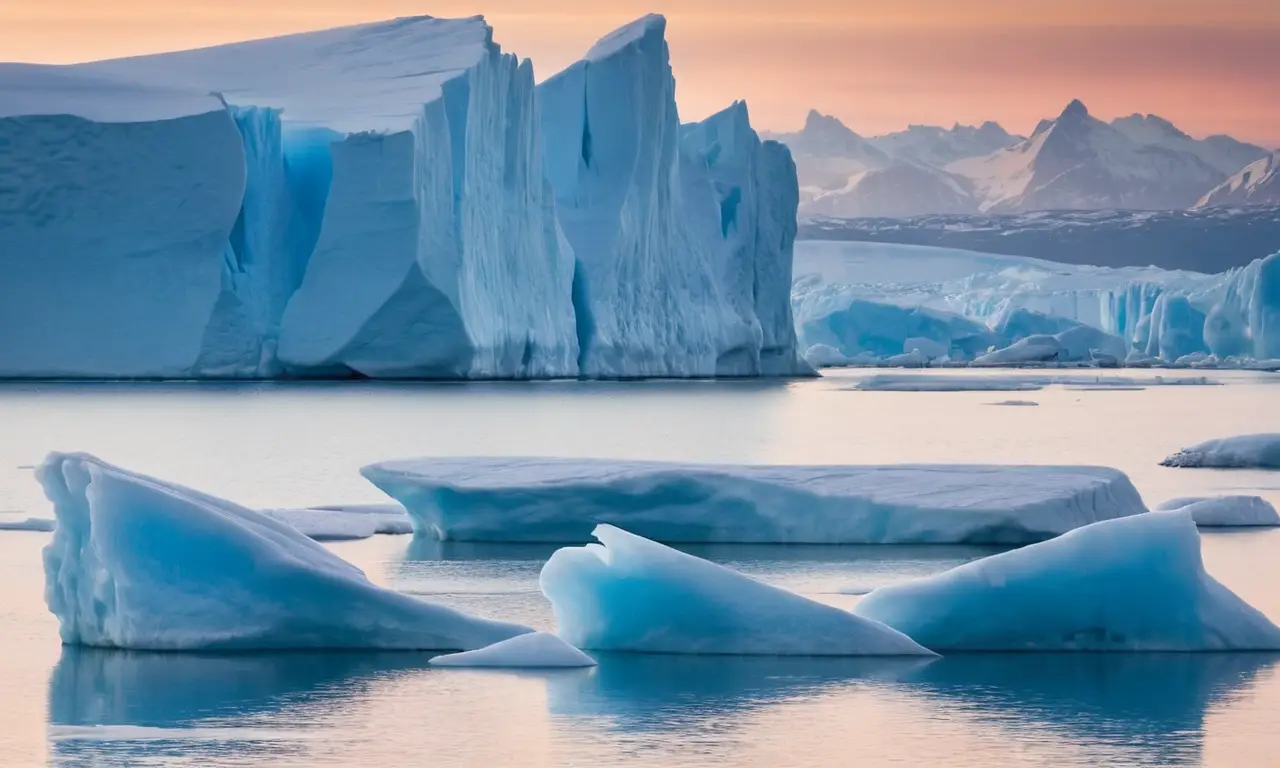 Imponente paisaje glacial con contrastes de luz