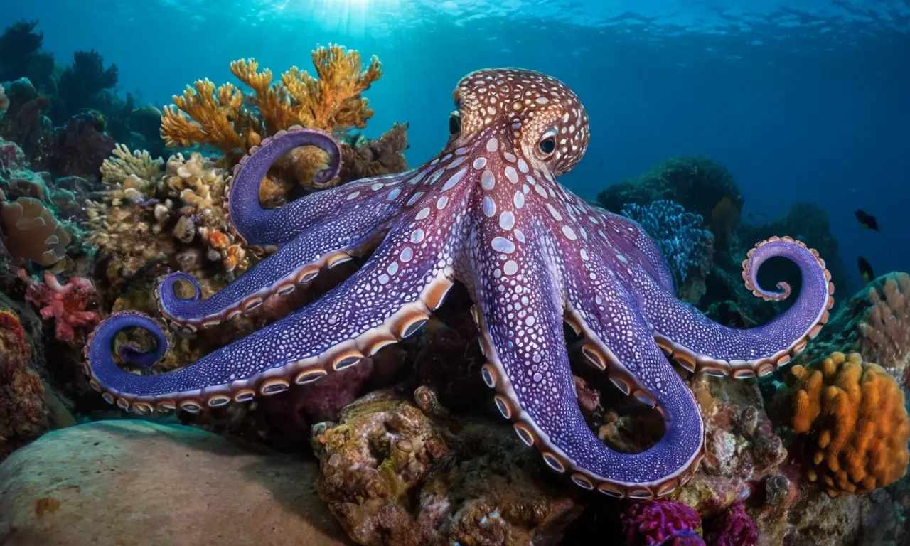 Un pulpo vibrante en un ecosistema marino
