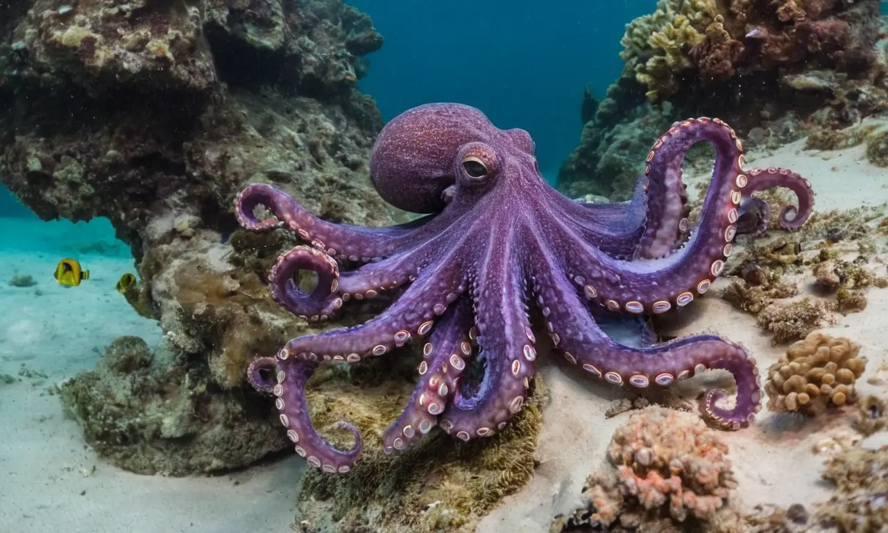 Pulpo colorido se mueve con gracia