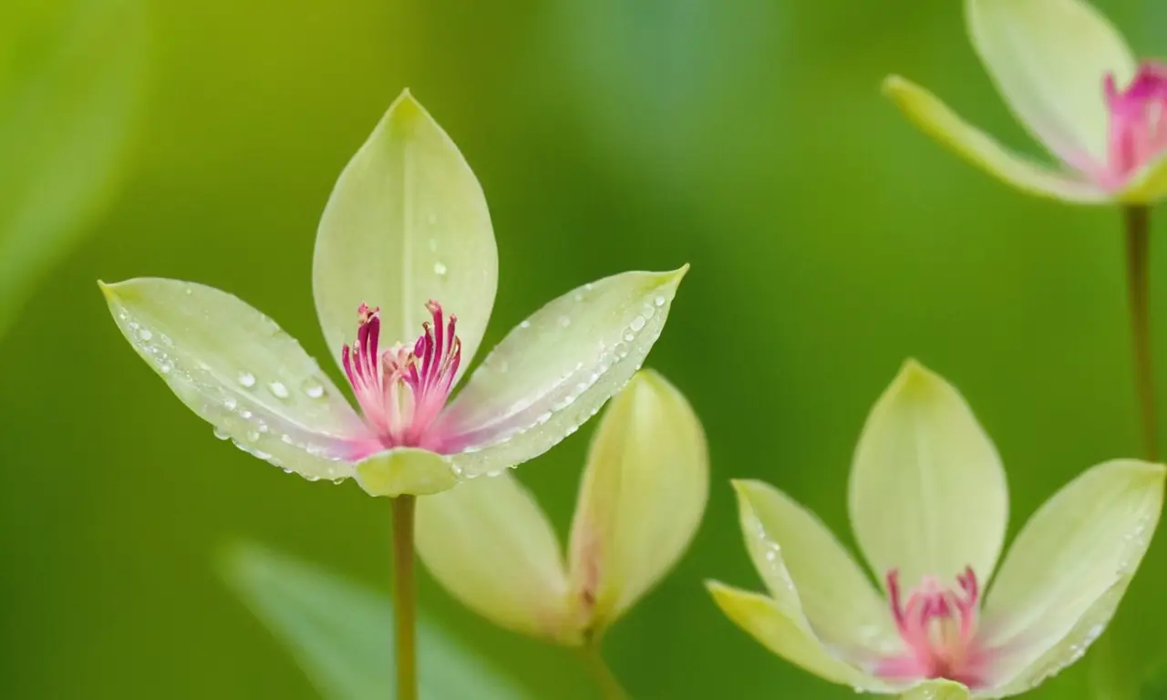 Hojas verdes y flores en un jardín