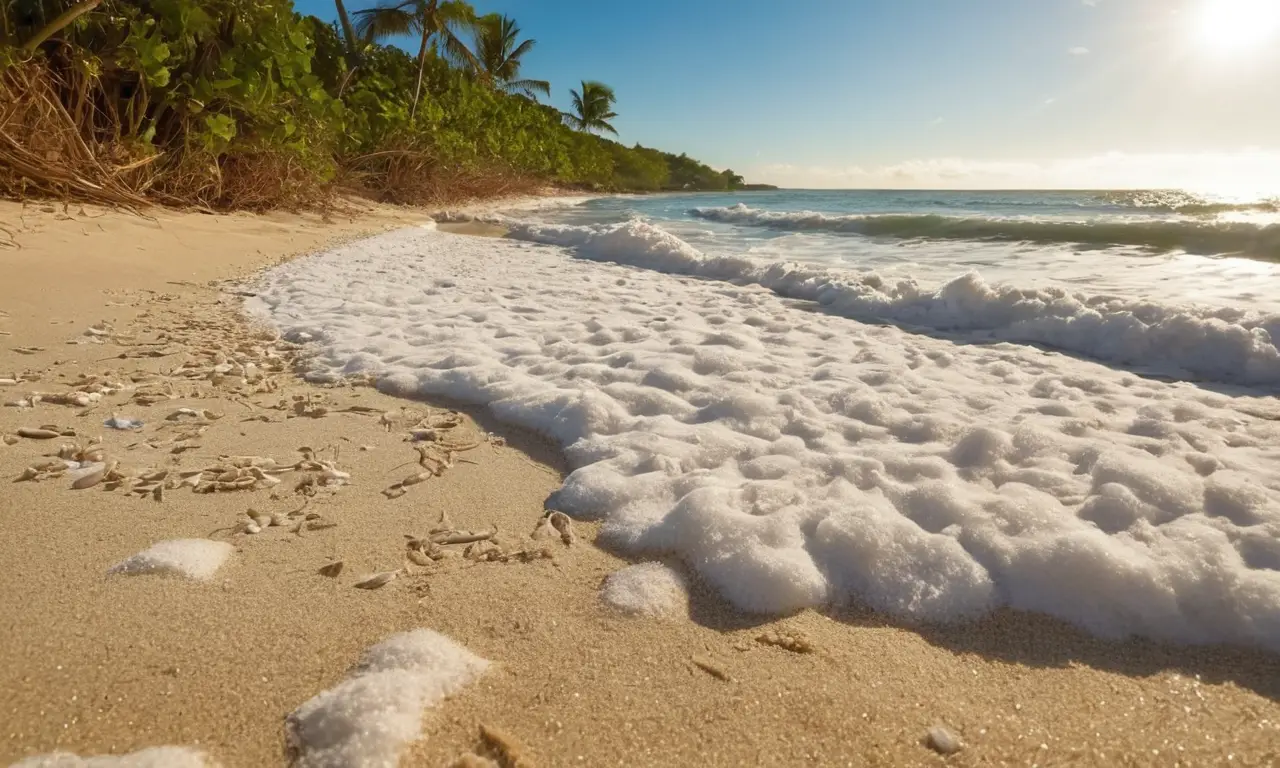 Belleza y contaminación en una playa soleada