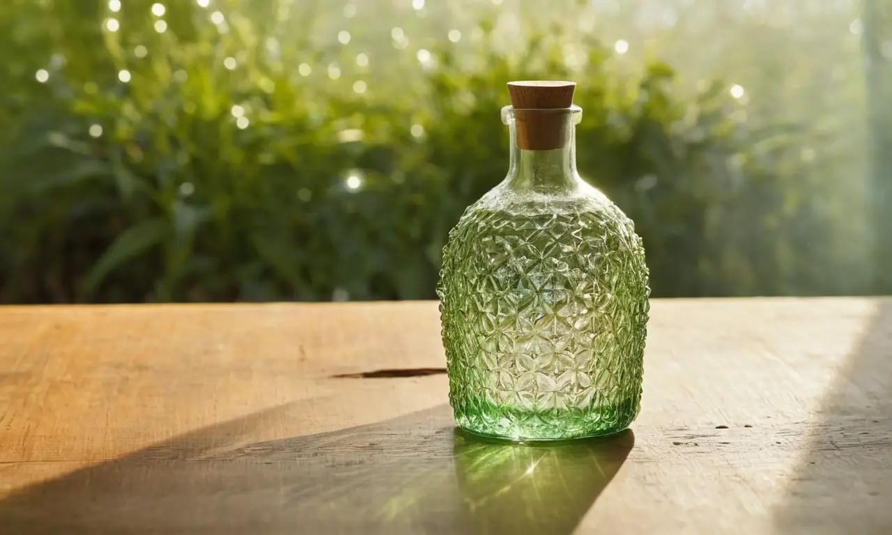 Botella de vidrio reciclado en luz natural