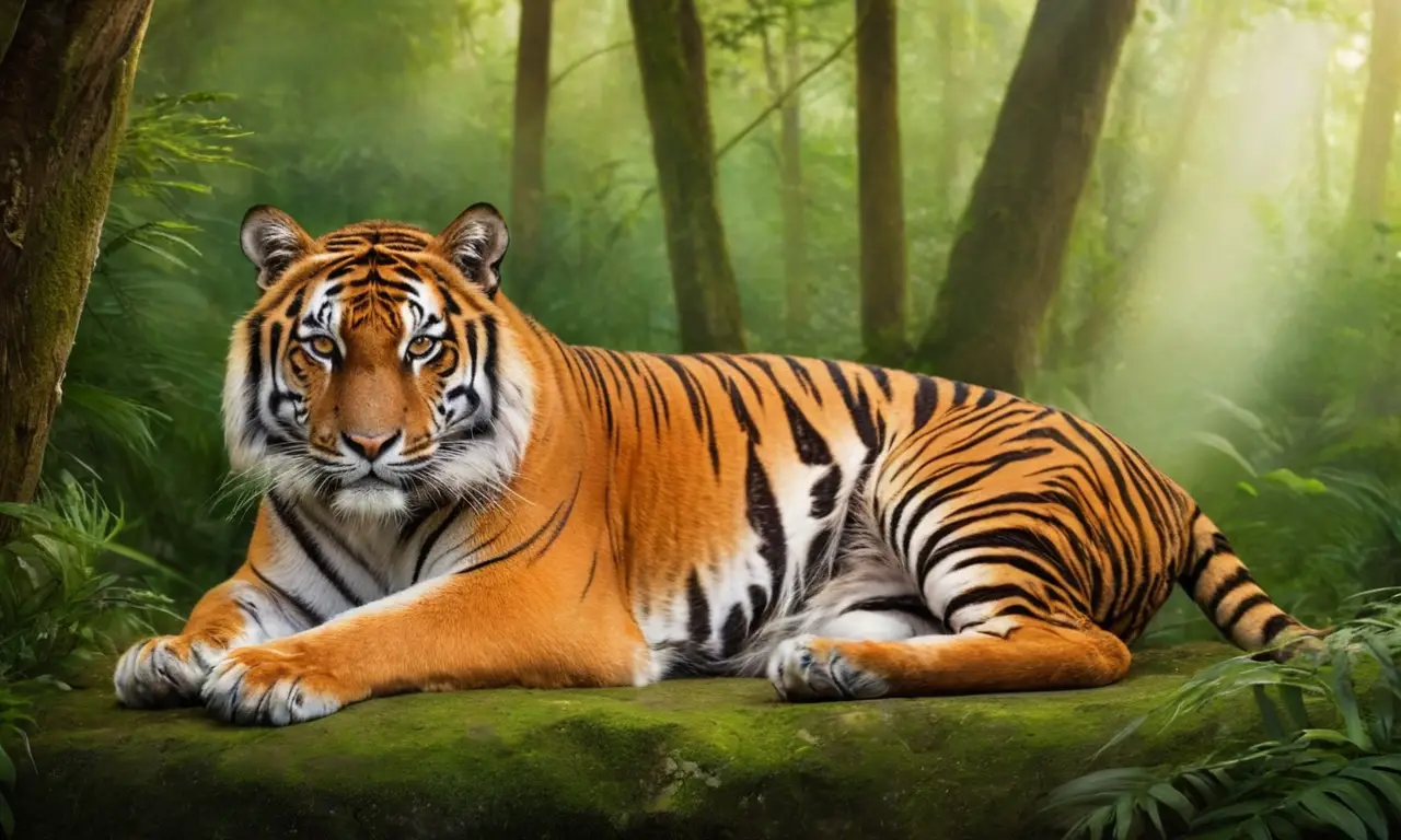 Tigre majestuoso en un vibrante entorno natural