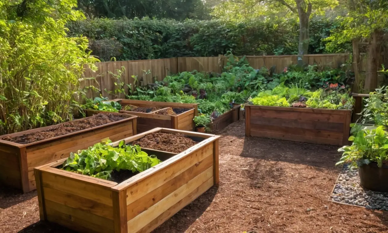 Compostaje armonioso y vibrante en un jardín