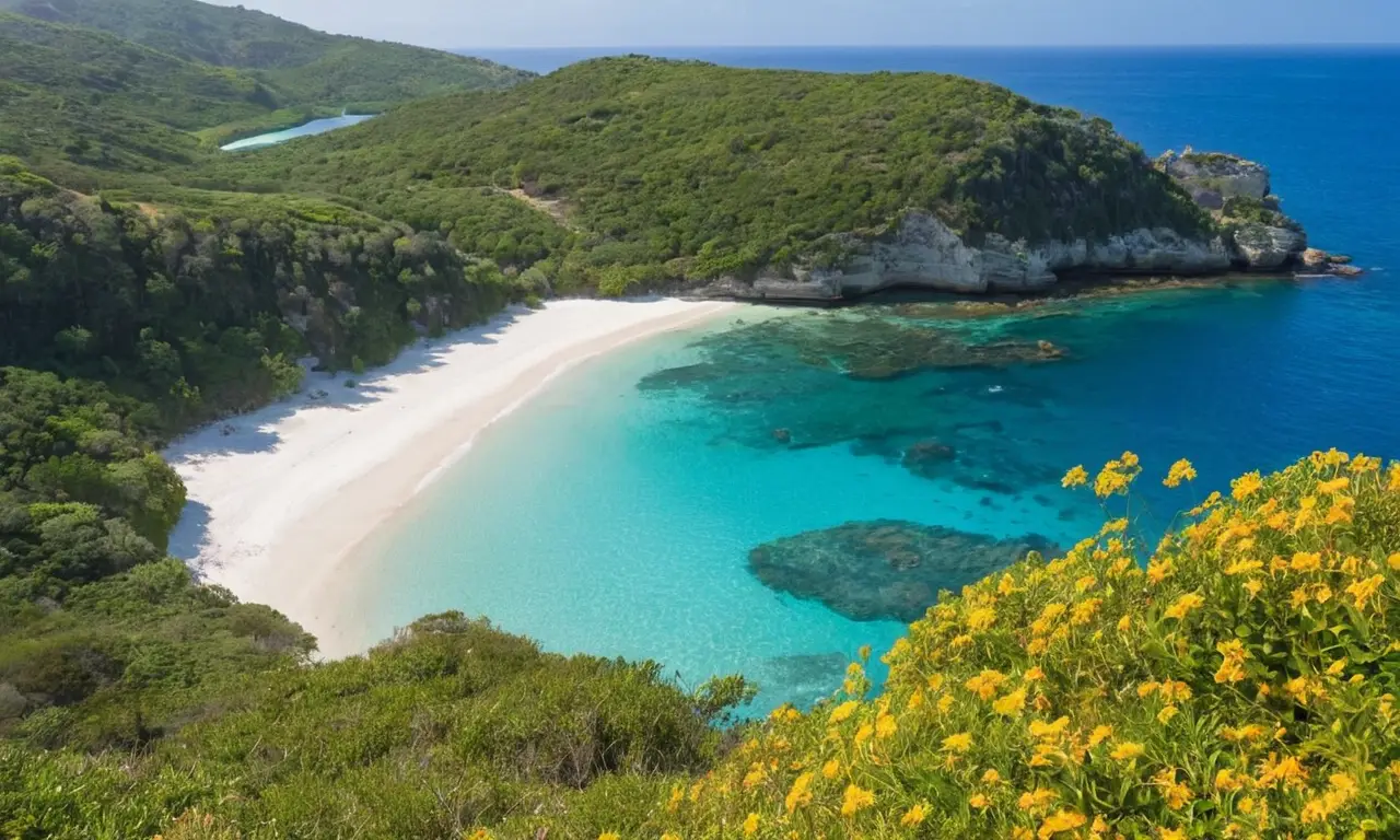 Islas verdes, playas de arena y aguas turquesas