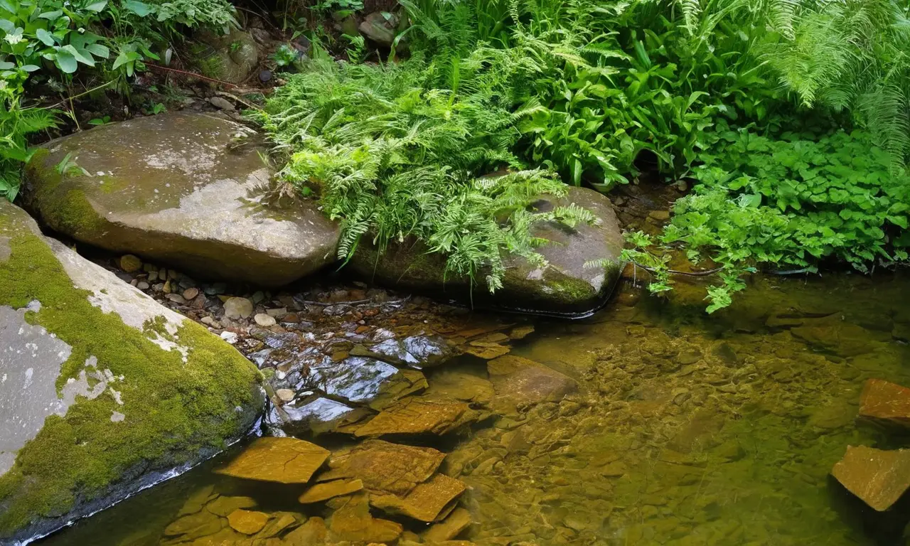 Escena serena de agua subterránea cristalina