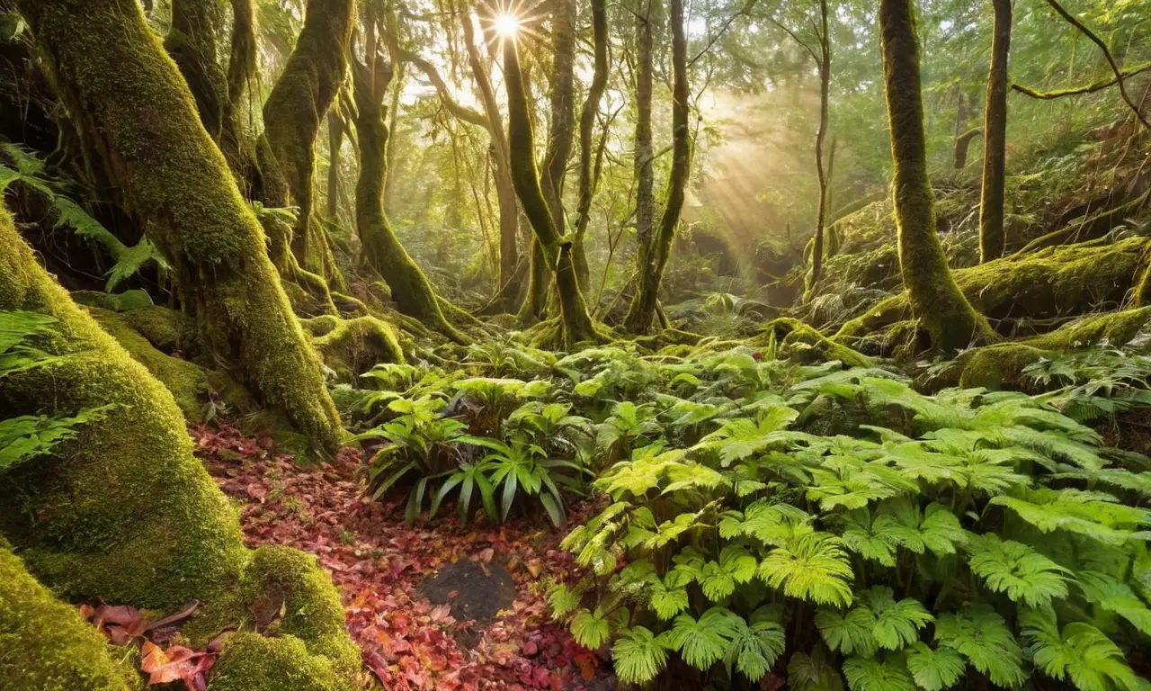 Naturaleza vibrante con plantas y colores variados