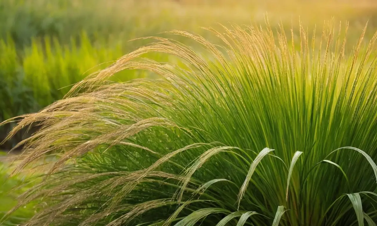 Cymbopogon martini en un sereno paisaje verde