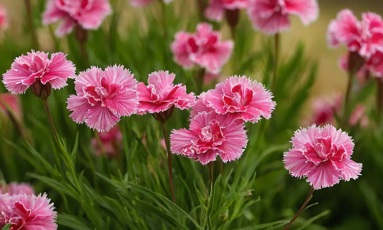 Flores rosadas brillantes rodeadas de verde