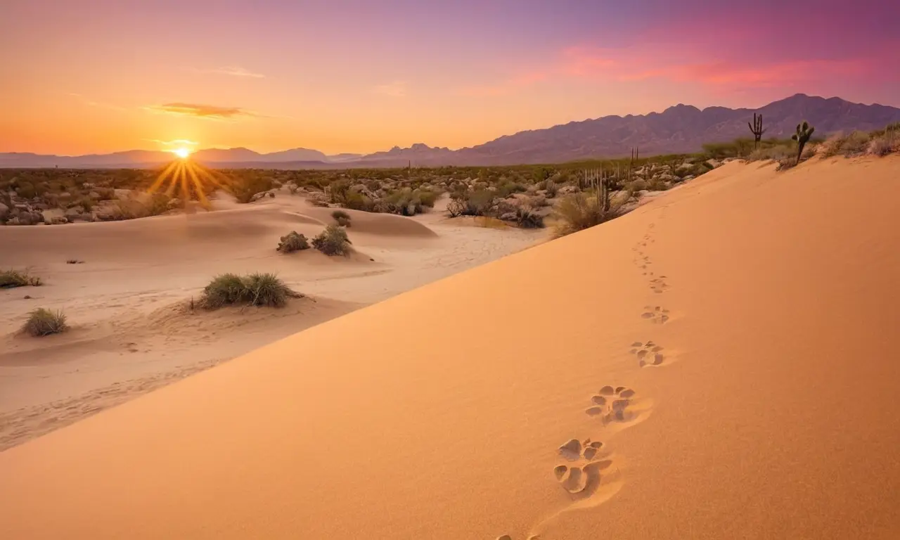 Paisaje desértico sereno y vibrante al atardecer