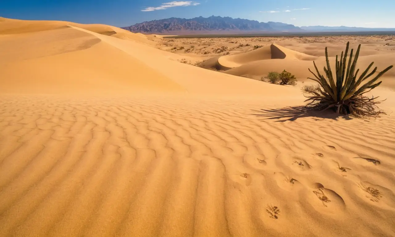 Dunas doradas bajo un cielo azul brillante