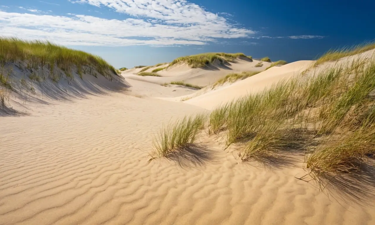 Dunas doradas bajo un cielo azul