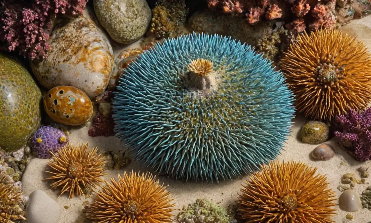 Urchins destacan en un fondo marino vibrante