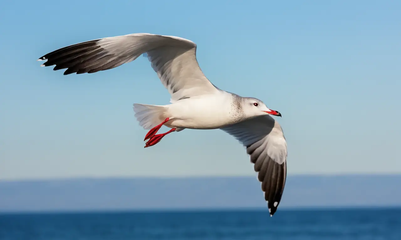 Gaviota Bonaparte en vuelo sobre el océano