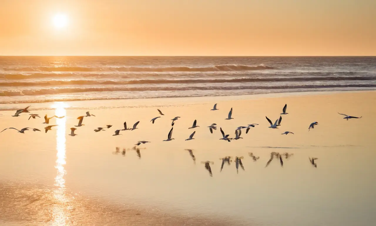 Gaviotas volando sobre el océano azul