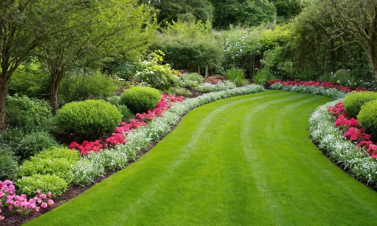 Jardín vibrante y sereno con naturaleza variada