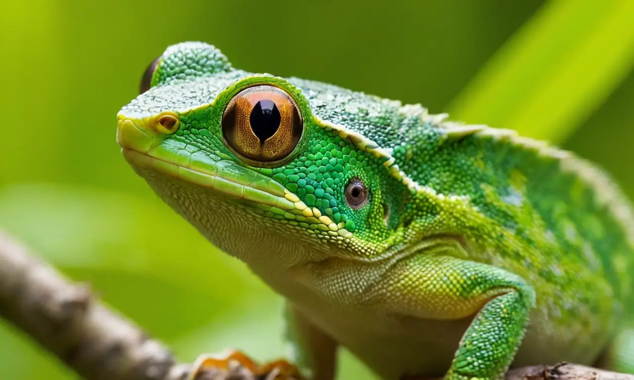 Escamoso verde resplandece en un entorno caribeño