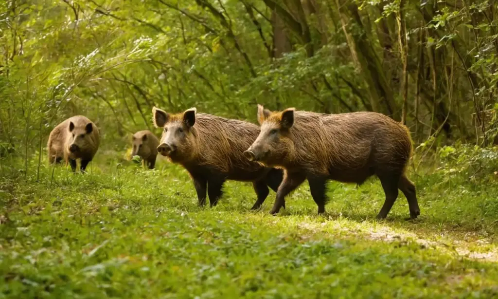 Jabalíes en un claro del bosque