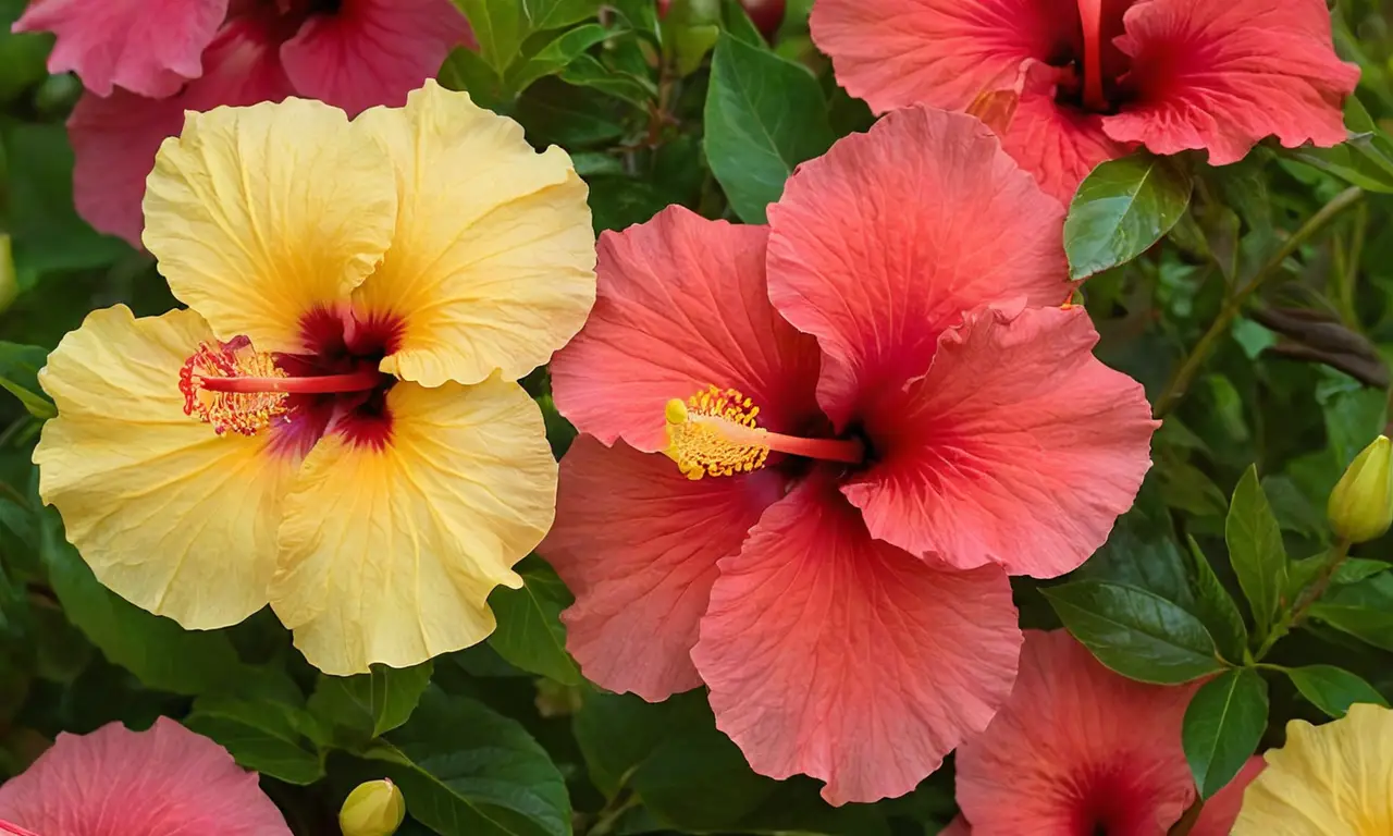 Flores vibrantes y coloridas en un entorno tropical