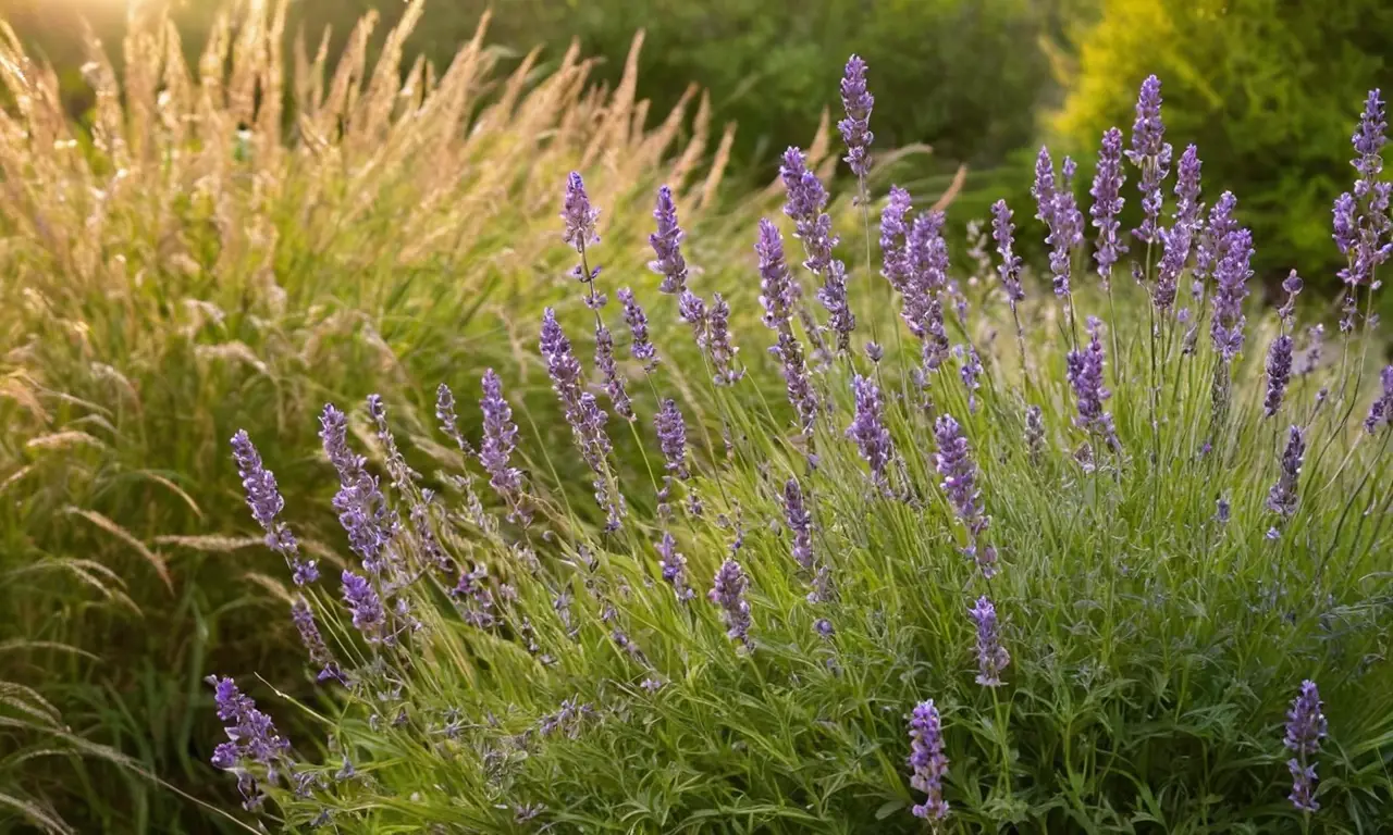 Lavanda floreciente resalta en suave luz