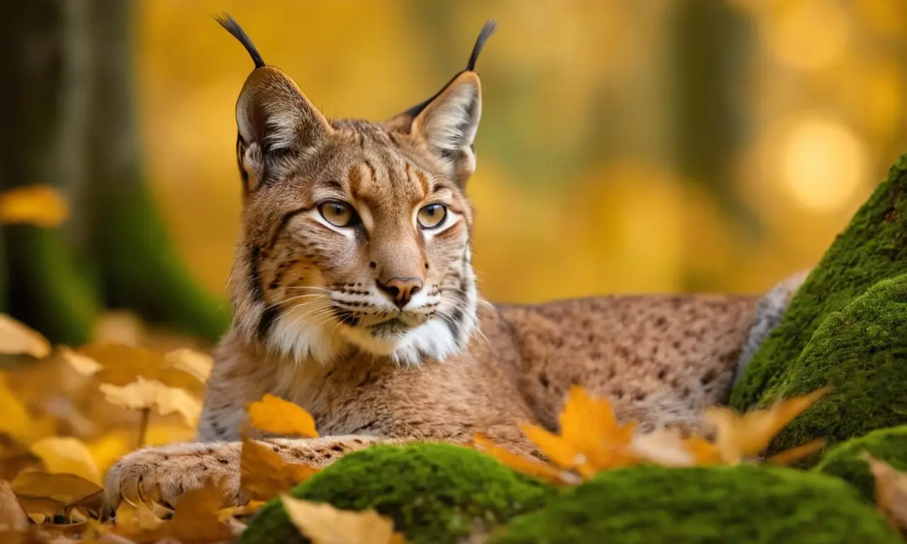 Lynx en bosque soleado con luz filtrada