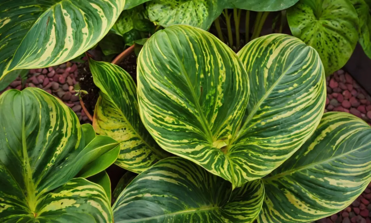 Plantas maranta vibrantes en luz suave