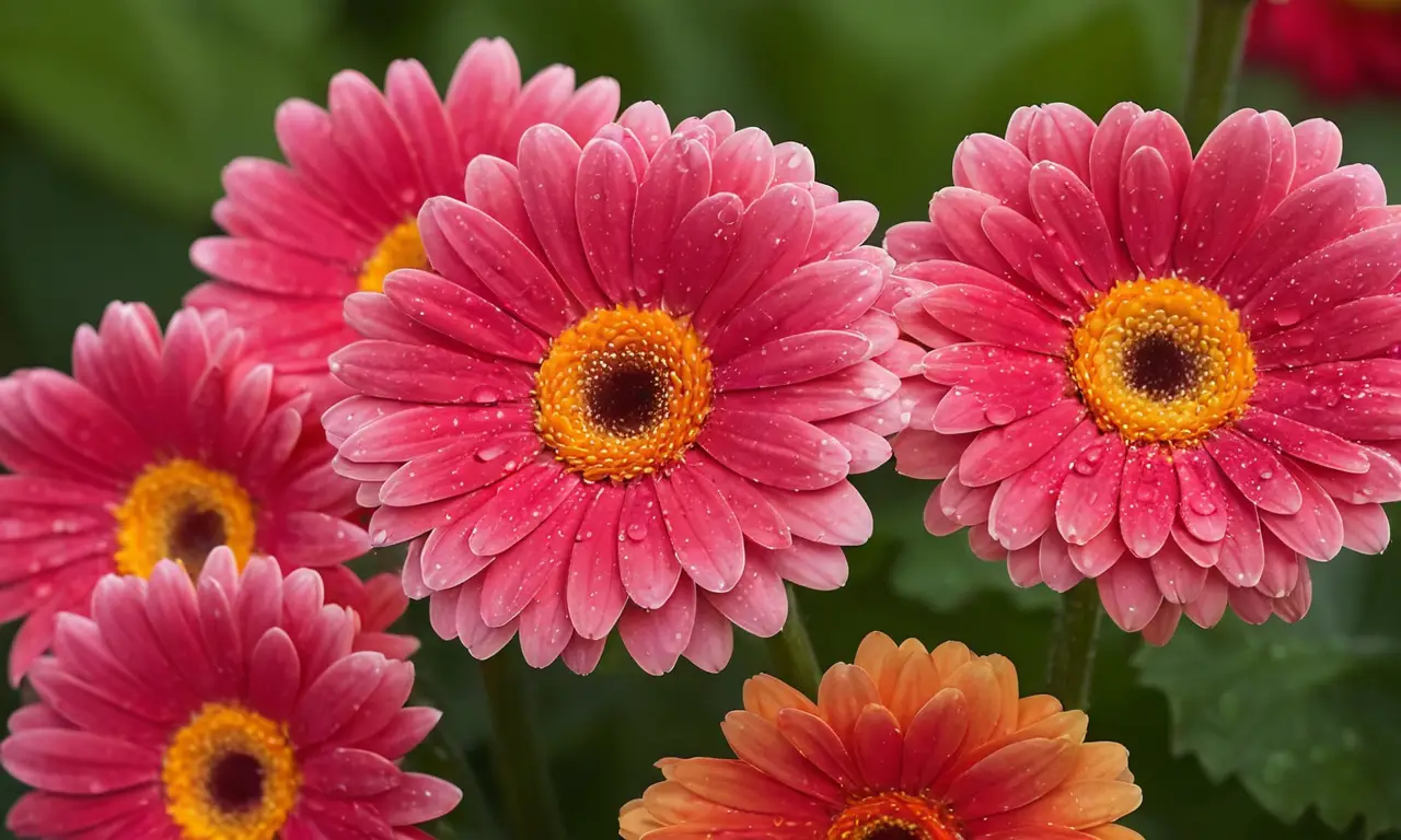 Jardín de gerberas vibrantes bajo un cielo azul