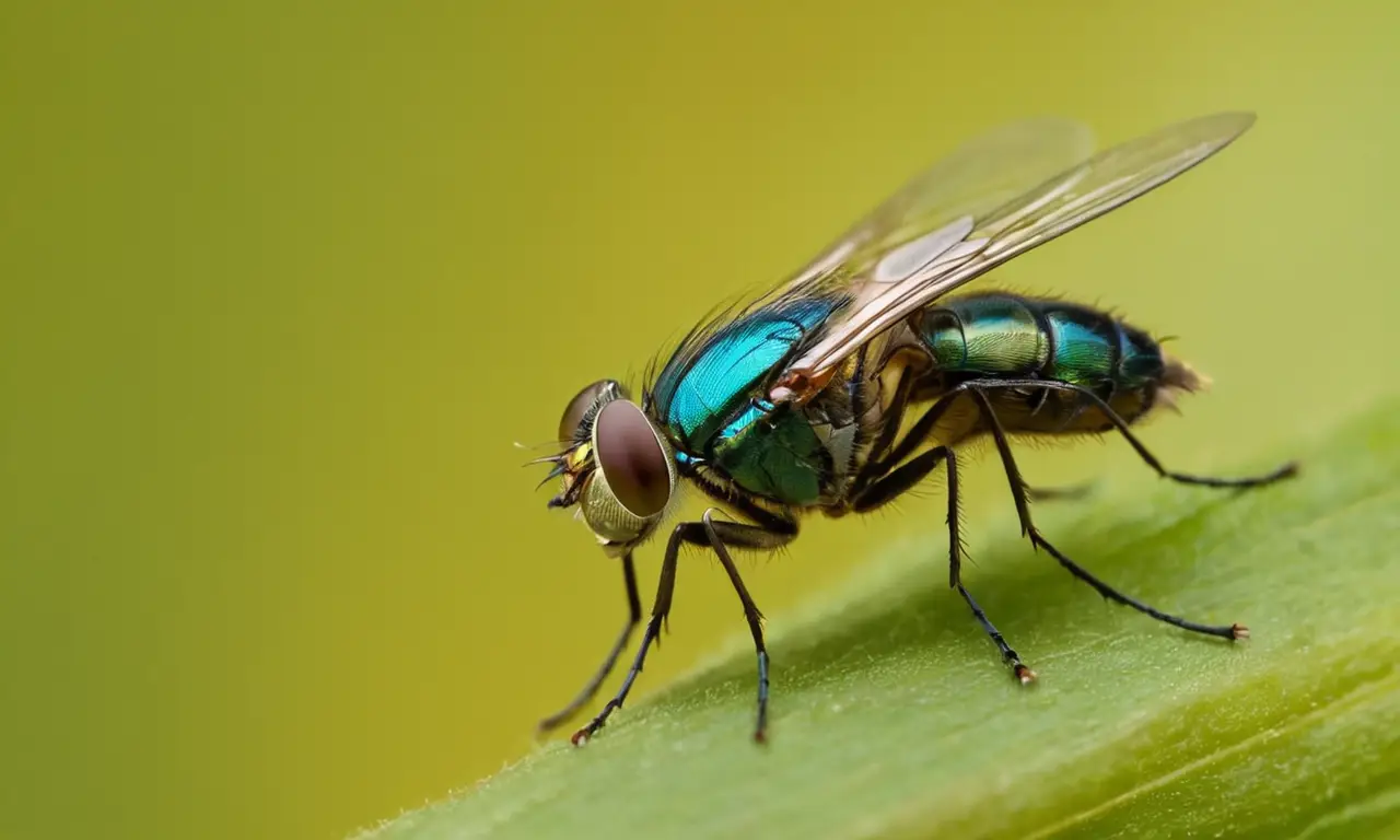 Especies de moscas exhibidas con colores vibrantes