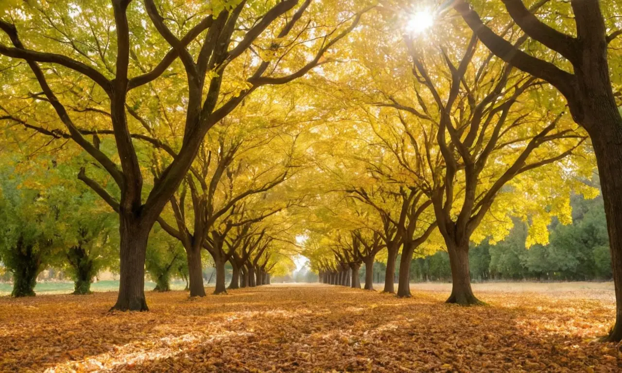 Un huerto de nogales en otoño