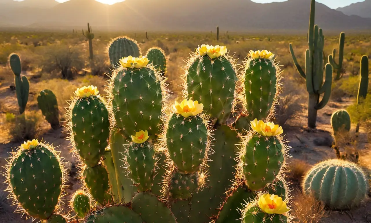 Cactus vibrante destaca en un hermoso paisaje