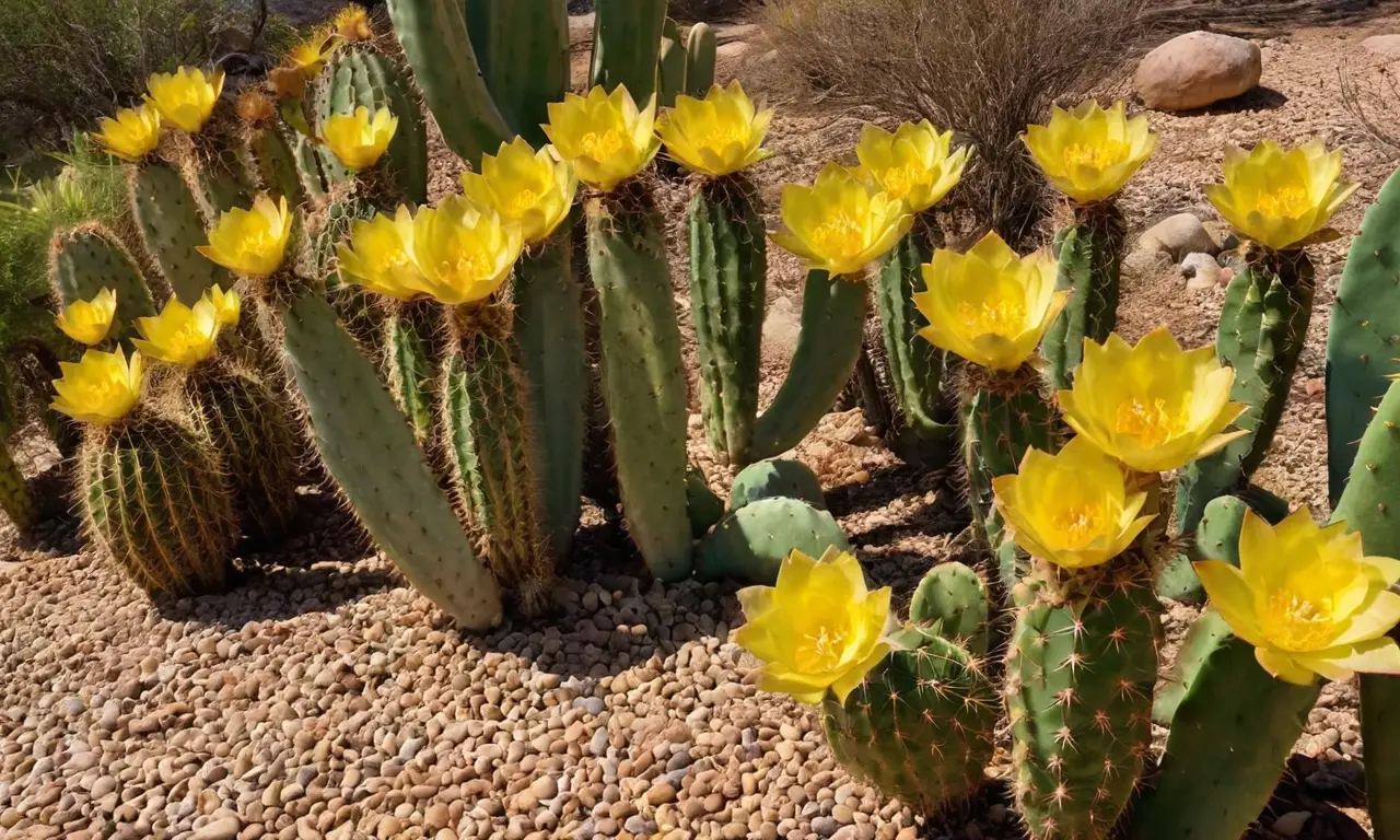 Cactus vibrantes bajo un cielo azul