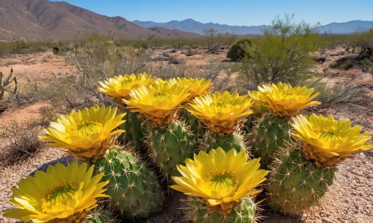 Cactus verdes brillantes bajo luz cálida