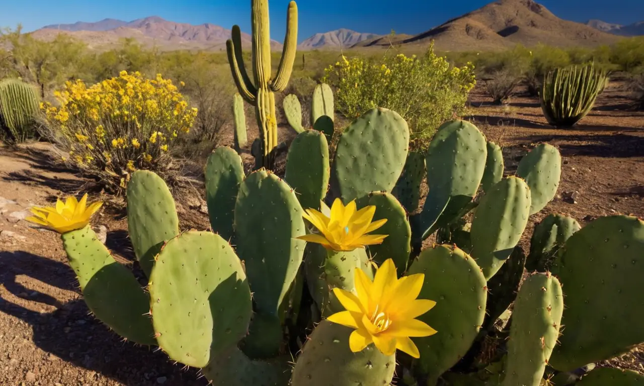 Nopal vibrante en un paisaje sereno