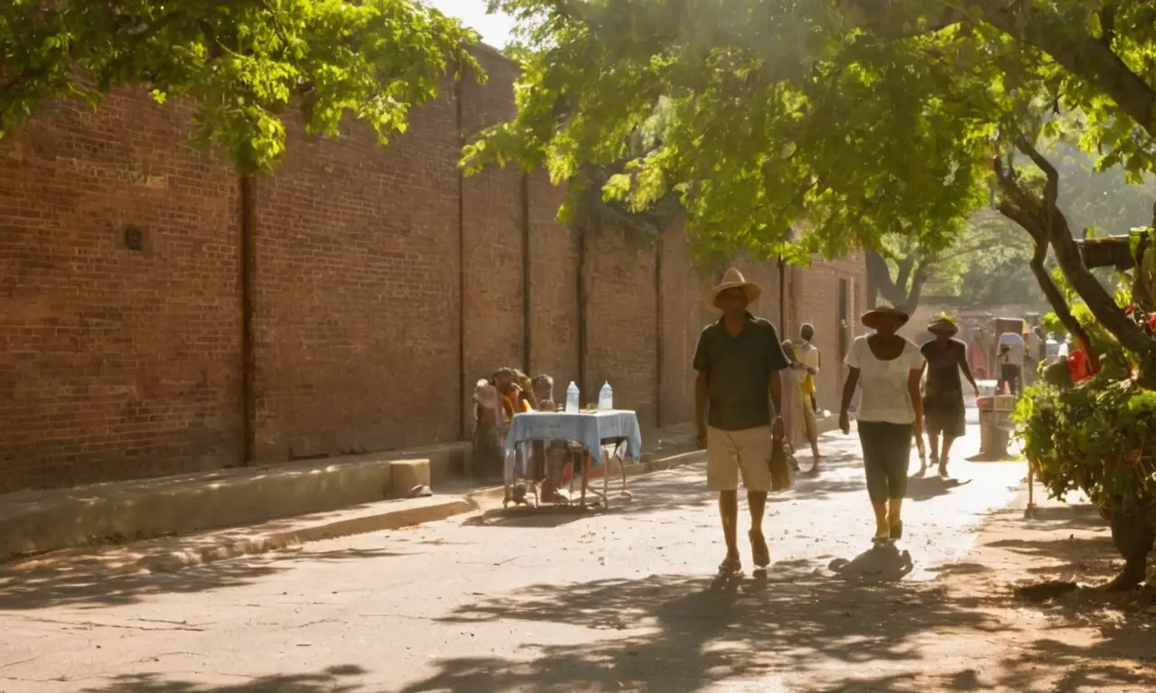 Escena urbana calurosa y vibrante de verano