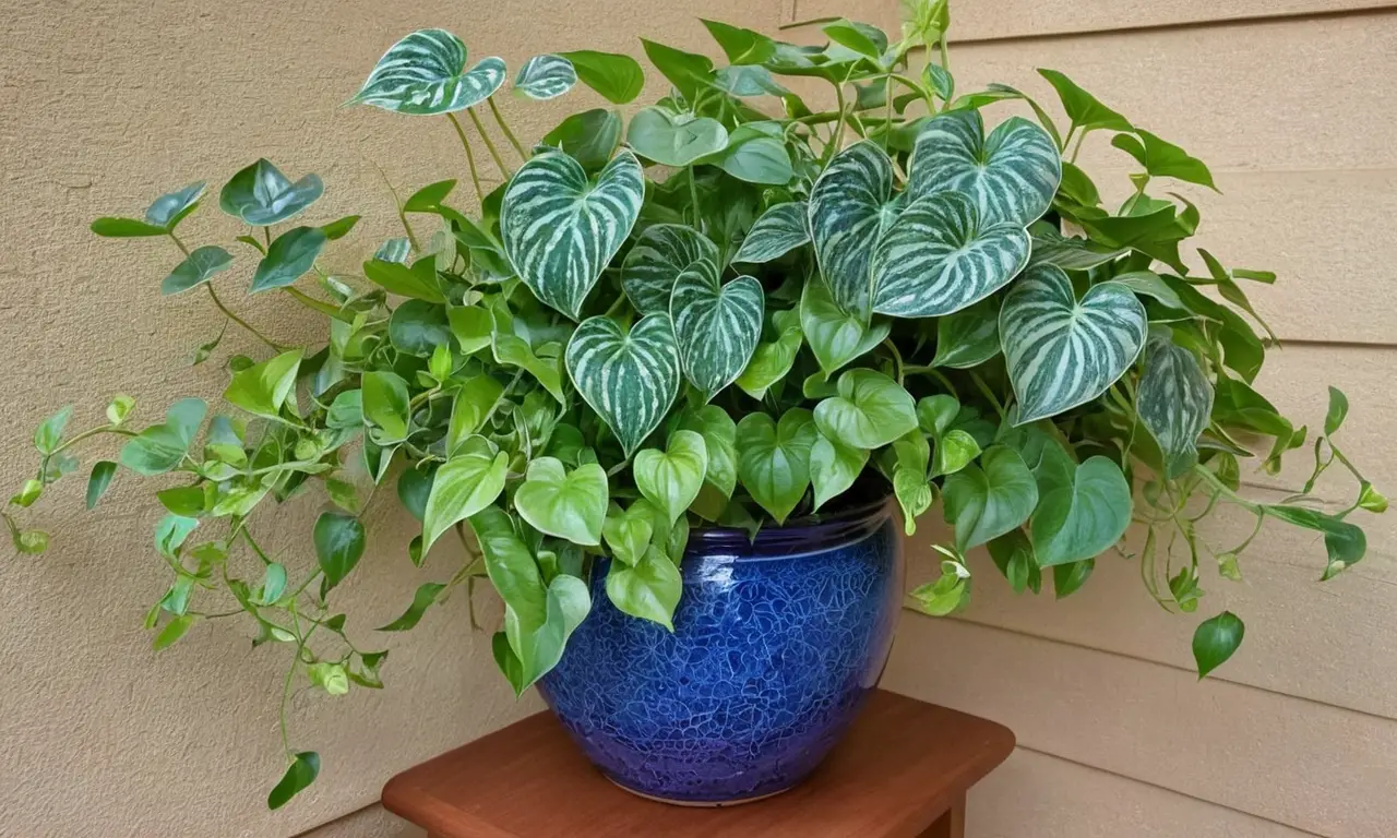 Plantas vibrantes en maceta con variegación