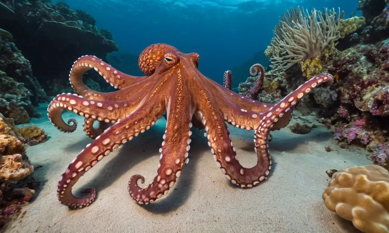 Octopus en un vibrante y sereno fondo marino