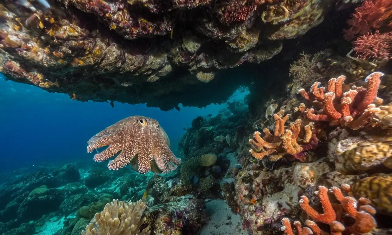 Escena submarina vibrante con diversas especies