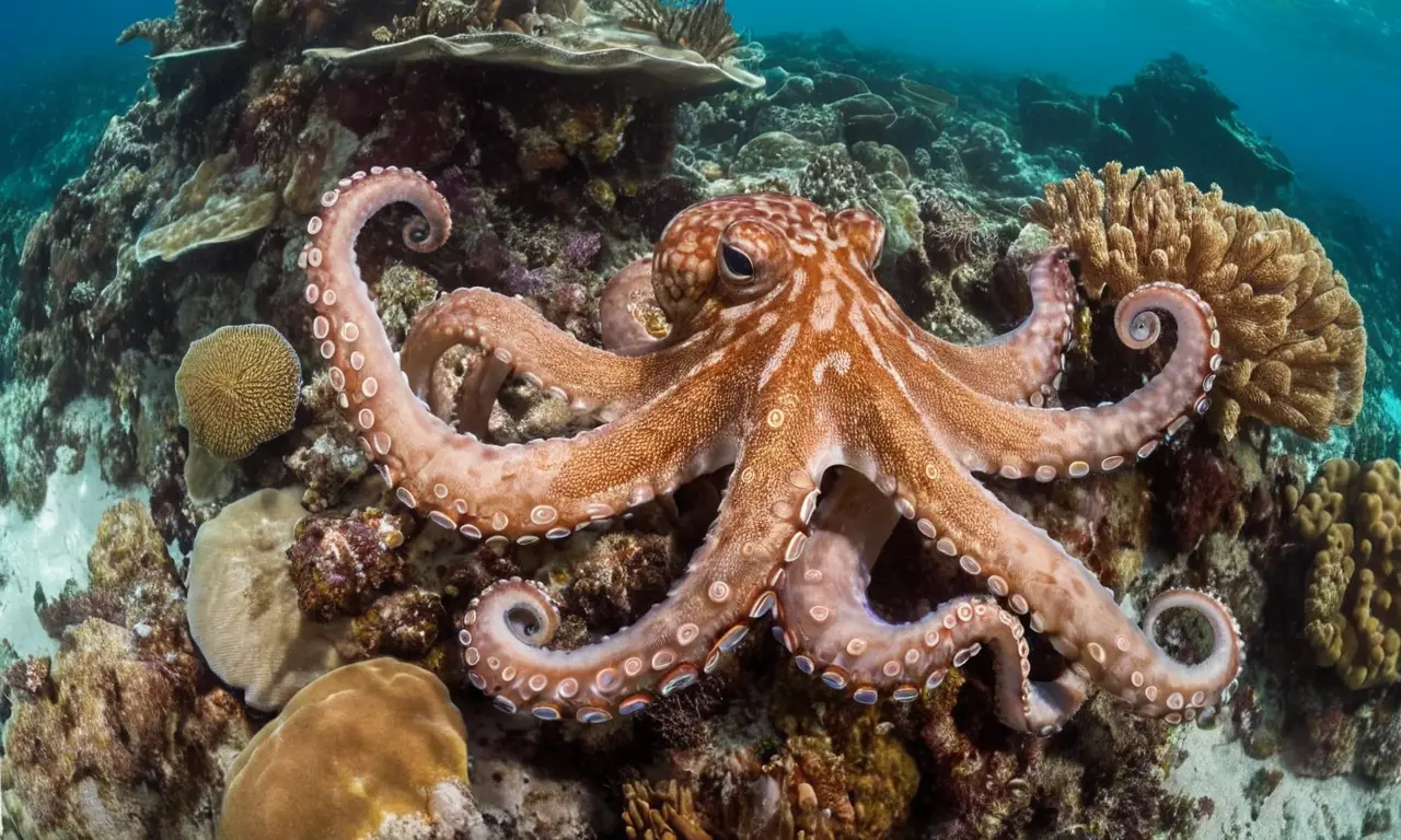 Escena marina vibrante con un pulpo realista