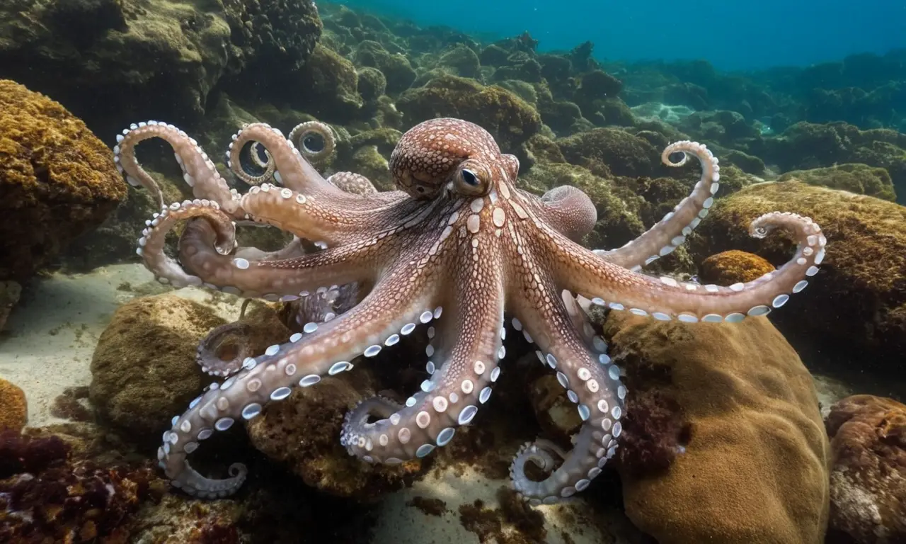 El pulpo se expresa en un entorno marino